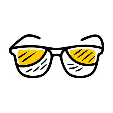 Stylish sunglasses vector illustration in hand drawn doodle art style.