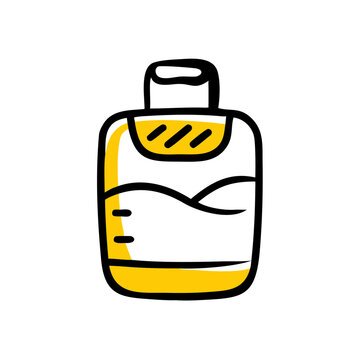 Plastic water bottle icon with yellow highlights and black outlines.