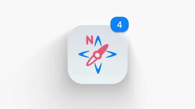 3D animated icon of a navigation compass for maritime direction and travel exploration on a clean background. 