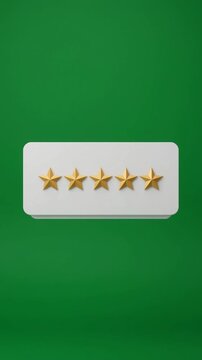 4K 5 Star Customer Review Rating Card Animation on Green Screen, Feedback Chroma Key