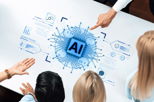 A futuristic AI core processor and system analytics dashboard. This concept highlights the raw processing power of AI for deep data analysis, system diagnostics, and global network monitoring. Fermion