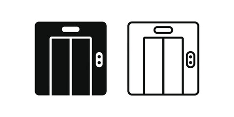 Elevator door icon silhouette vector design illustration with elevator silhouette building transportation collection © Jannatul Ferdous