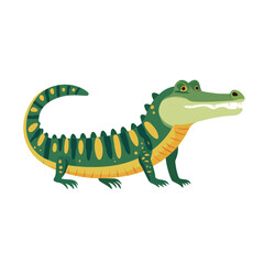 Fototapeta premium Cute Cartoon Alligator Isolated on Transparent Background