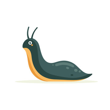 Cute cartoon slug illustration isolated on transparent background