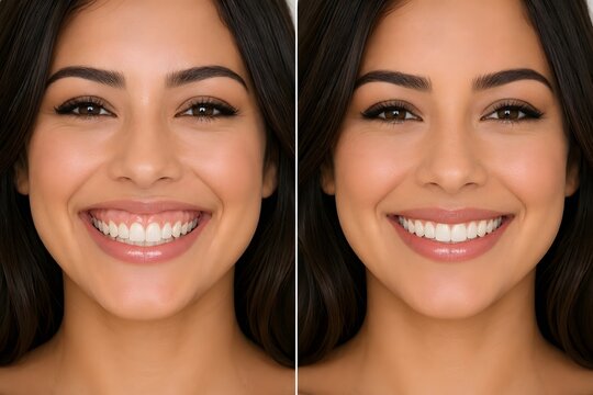 Gummy smile correction before and after botox treatment. Premium lip drop and excessive gingival display reduction comparison close up