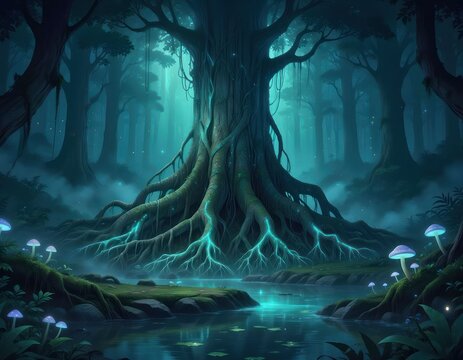 Magical glowing tree
