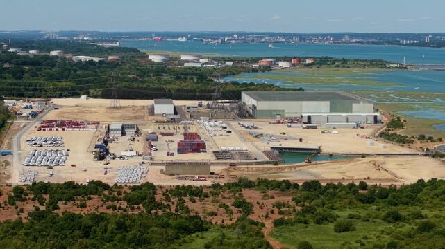 Aerial View of Decommissioned Fawley Power Station Site and Coastal Brownfield Land