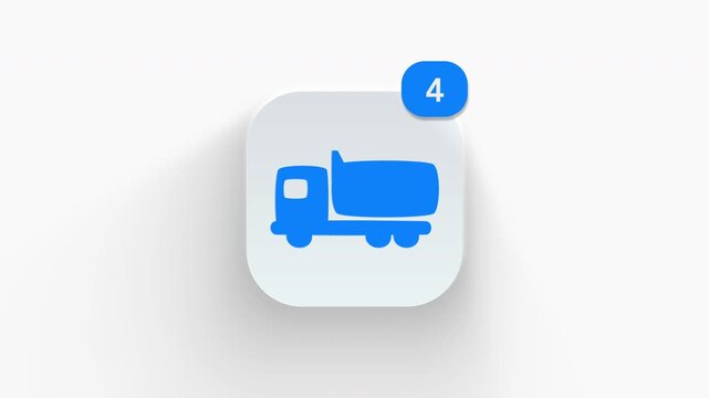 3D animated heavy dumper truck machinery icon for sand transport, mining site, and earthworks construction. 