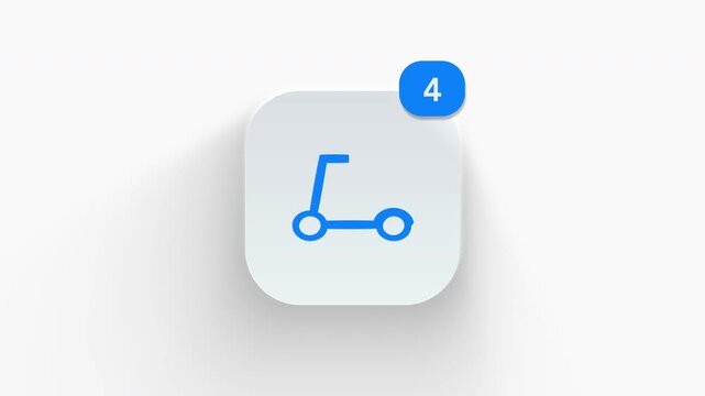 3D animated kick scooter icon for modern urban micro-mobility, electric transport, and city ride travel. 