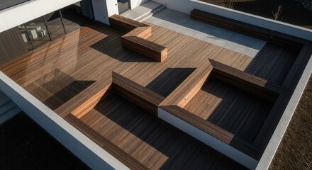 Fototapeta premium Modern Wooden Deck And Outdoor Seating Design Ideas