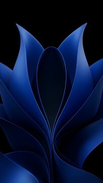Abstract Blue Layered Petal Forms on Black Background, Futuristic Luxury Design for Technology, Branding, Innovation and Premium Digital Art