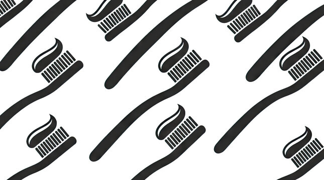 Seamless pattern of toothbrushes and toothpaste
