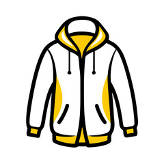 Casual hooded jacket with zipper and yellow accents. © OS Creation 