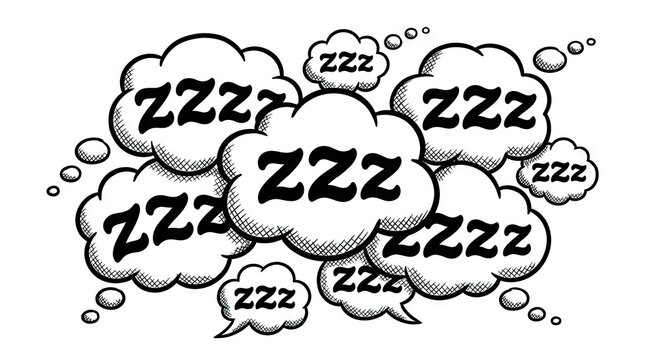 Sleep concept ZZZ speech bubbles in comic style.