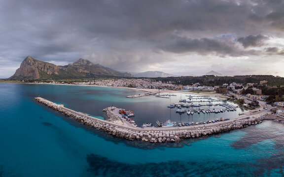 San Vito Lo Capo harbor and Monte Monaco from above