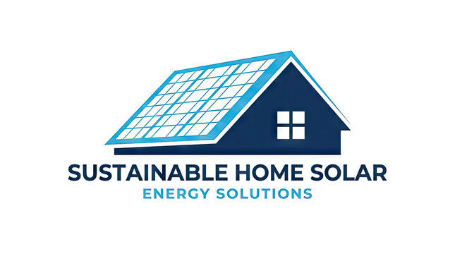 Sustainable home solar energy logo with house and panels.