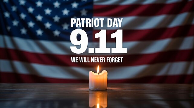  Patriot day memorial design with American flags and remembrance message
