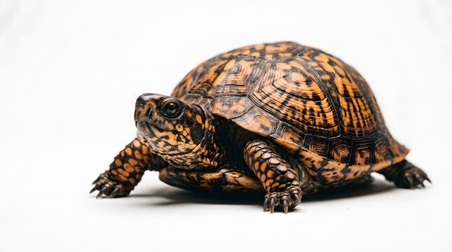 eastern box turtle on white background