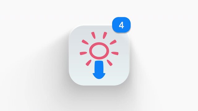 3D animated setting sun icon behind horizon for evening weather forecast, dusk sky, and end of day. 