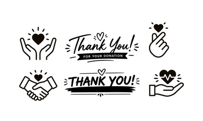 Obraz premium Thank You Hand Lettering Vector Design with Heart Element