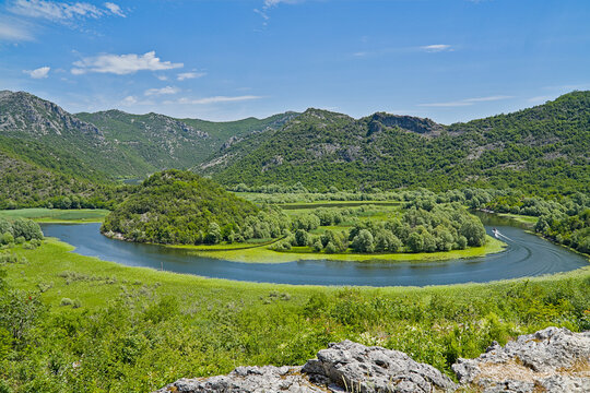 Crnojevica River meander in Lake Skadar National Park,