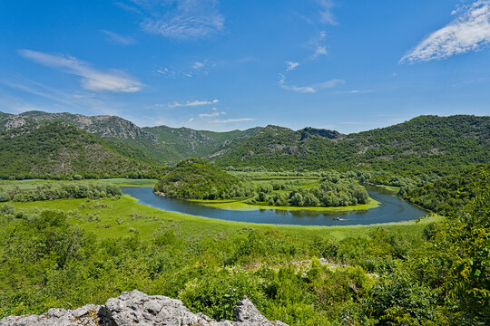 Crnojevica River meander in Lake Skadar National Park,