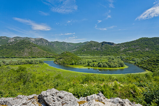 Crnojevica River meander in Lake Skadar National Park,