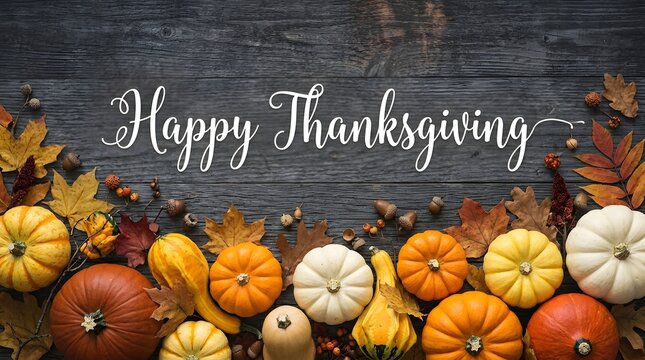 Beautiful festive thanksgiving still life arrangement featuring pumpkins gourds and a charming rustic chalkboard backdrop for autumn holiday celebrations