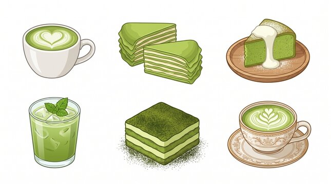 Traditional japanese matcha chawan bowl and bamboo whisk chasen, flat cartoon vector illustration