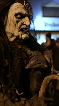 Dobbiaco, Bolzano Italy, 12-07-2025 Krampus Parade, Traditional Alpine Christmas Festival