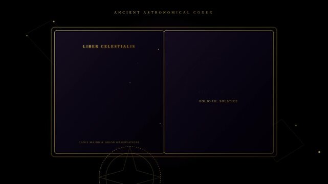 Ancient Astronomical Codex Book Animation Showing Celestial Events and Constellation Alignments