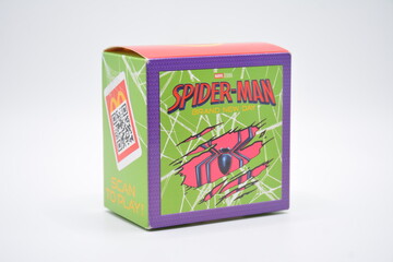 Fototapeta premium Mcdonalds spider man brand new day happy meal toy box in Manila, Philippines