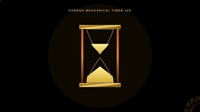 Ten Seconds Chrono Mechanical Hourglass Timer Motion Graphic Animation on Dark Background
