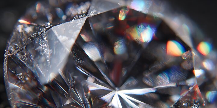 Macro photograph showcasing the intricate facets and brilliant internal reflections of a cut diamond.