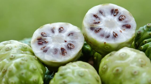 Fresh Noni Fruit in a Woven Basket