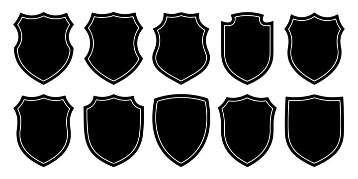 Heraldic shield shapes set with silver border lines provides diverse security and crest design options.