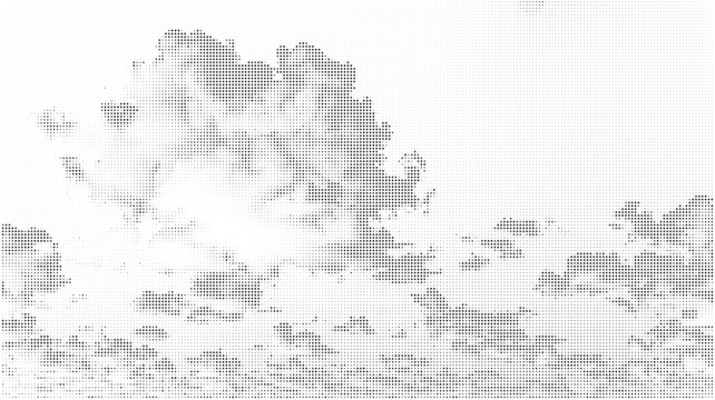 Halftone dot pattern illustration of clouds isolated on transparent background