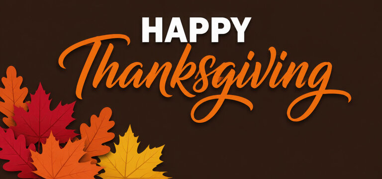 Happy thanksgiving day text minimal background with dry fall leaves vector illustration.