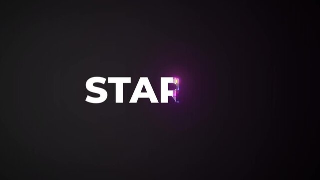 dynamic STAR text animated glowing purple particle effect dark background, conveying sense modern digital identity.