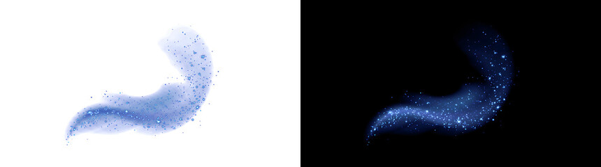 Blue magic smoke stardust swirl trail glowing effect with sparkling particles design perfect for mystical projects available in PNG, Transparent and Black Background Versions © Crafter