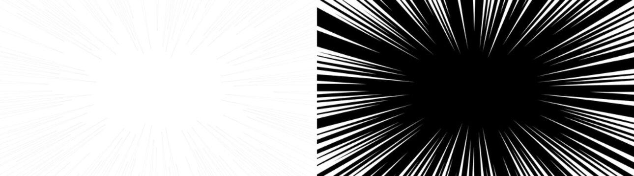 Manga speed line burst comic style radial effect with dynamic action rays design perfect for anime projects available in PNG, Transparent and Black Background Versions