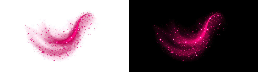 Pink stardust swirl sparkle trail glowing effect with magic dust particles design perfect for luxury projects available in PNG, Transparent and Black Background Versions © Crafter
