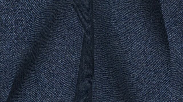 Italian Navy Blue Herringbone Fabric, Looped Rotation
