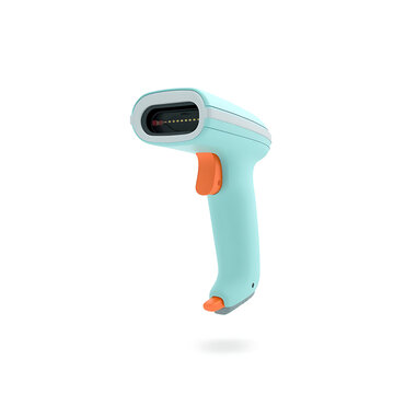 Wireless handheld barcode reader scanner gun 3D claymation style isolated on white background