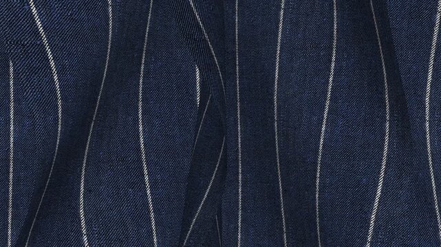 Italian Navy Wide Stripe Linen Fabric, Looped Rotation

