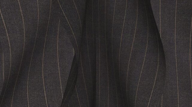 Italian Charcoal Pinstripe Wool Fabric, Looped Rotation
