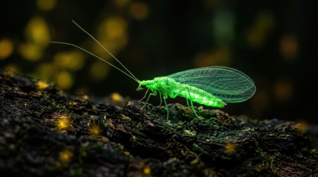 Green leafhopper insect on dark foliage illustration