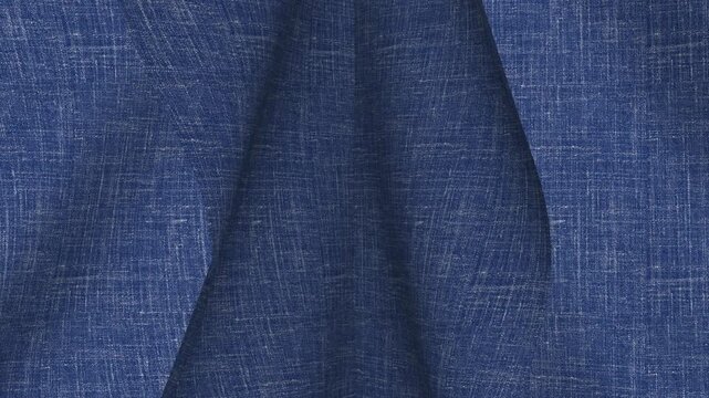 Italian Denim Blue Slub Wool Linen Blend Fabric, Looped Rotation
