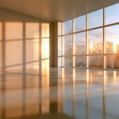 Fototapeta premium Modern Office Interior with Contemporary Architecture, Open Workspace, Elegant Design, Glass Walls, Clean Lines, and Bright Natural Lighting