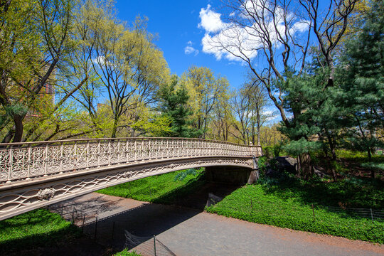 An antique iron bridge in Central Park in New York City